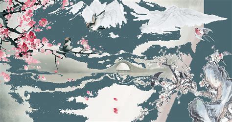 Chinoiserie Shan Shui Chinese Ink Painting 29531552 Hd Wallpaper