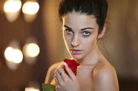 720p Free Download Alla Berger Model Rose Woman Girl Hand Flower Beauty Face Hd