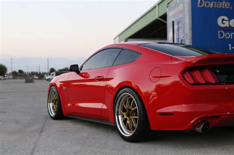 Candy Red Ford Mustang 50 On Bronze Wheels Wrapped In Michelin Tires