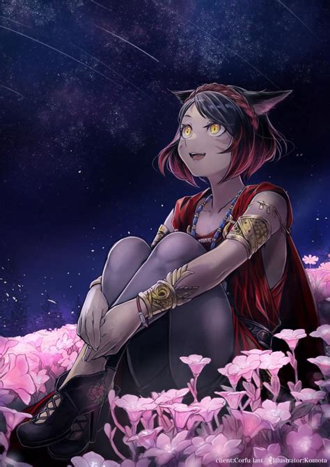 Cute Miqote Looking At The Night Sky Final Fantasy Rnekomimi