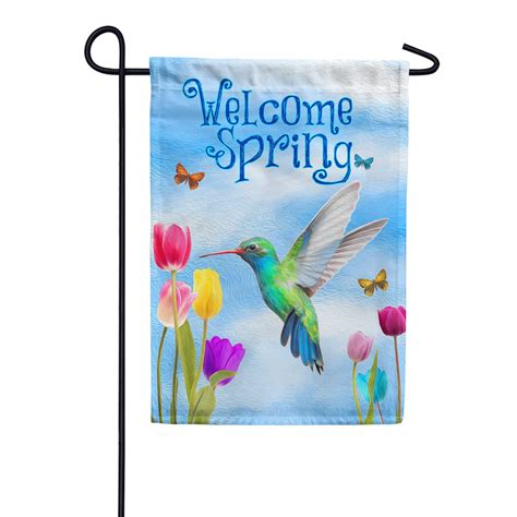 American Forever Garden Flag Spring Hummingbird And Tulips Double