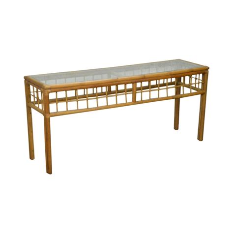 The 3 pc etagere set includes 2 ea etageres and 1 console table. Mid Century Rattan Bamboo Glass Top Console or Sofa Table ...