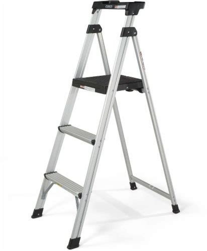 Cosco Lite Solutions 3 Step Folding Step Ladder Aluminumblack 5 Ft
