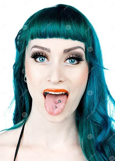 Woman With Pierced Tongue Stock Image Image Of Close 24447337