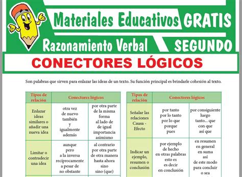 Práctica de Conectores Lógicos para Segundo Grado de Secundaria