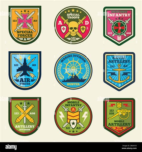 Militärische Patches Vektor Set Embleme Und Etiketten Der Armee
