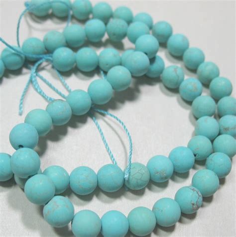 Matte Turquoise Howlite Mm Mm Mm Round Beads Etsy