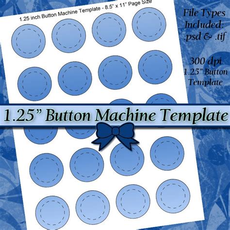 125 Inch Button Machine Template Diy Digital Collage Sheet