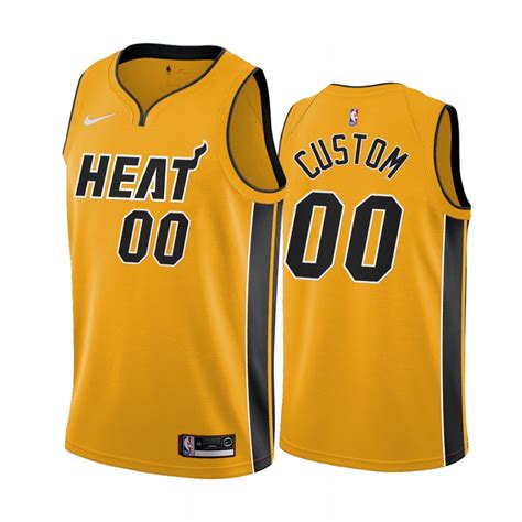 2020 21 Miami Heat Custom Earned Edition Yellow 00 Jersey Nyjerseys