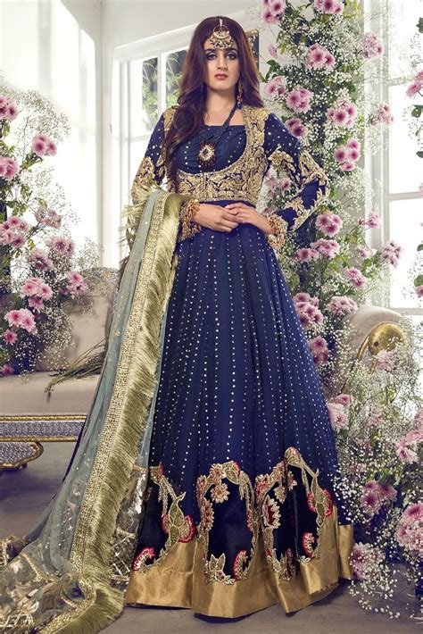 Latest Beautiful Pakistani Bridal Dress 2020 In Ink Blue Color B3459 In 2020 Pakistani