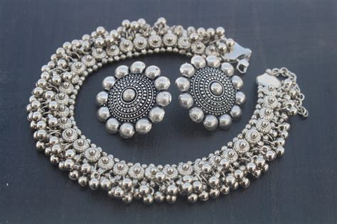 Bollywood Oxidised Silver Plated Handmade Jewellery Set Party Wear