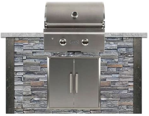 Coyote Outdoor Living 5 Stone Gray Stacked Stone Grill Island