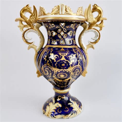 Samuel Alcock Griffin Vase Cobalt Blue Landscapes Rococo Revival Ca 1840 For Sale At 1stdibs