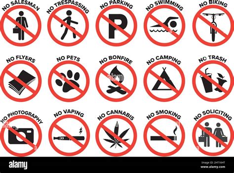 Red And Black Forbidden Sign Prohibition Signs Vector Set Stock Vector