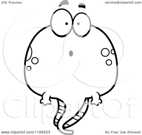 Cartoon Of A Black And White Surprised Tadpole Mascot