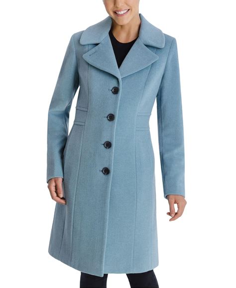 Anne Klein Synthetic Single Breasted Walker Coat Created For Macys In
