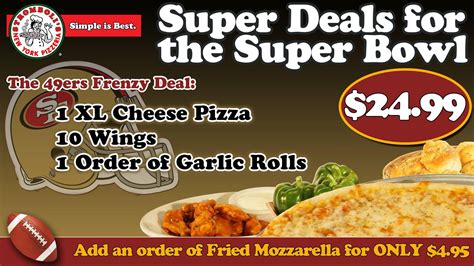 Great Ways To Enjoy The Super Bowl With Pizza And Wings Food Deals Garlic Rolls Super Deal