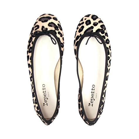 Repetto Bb Leopard Print Leather Ballet Flat In Natural Leather