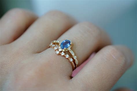 Vintage Blue Sapphire Engagement Ring Diana Sunday Island