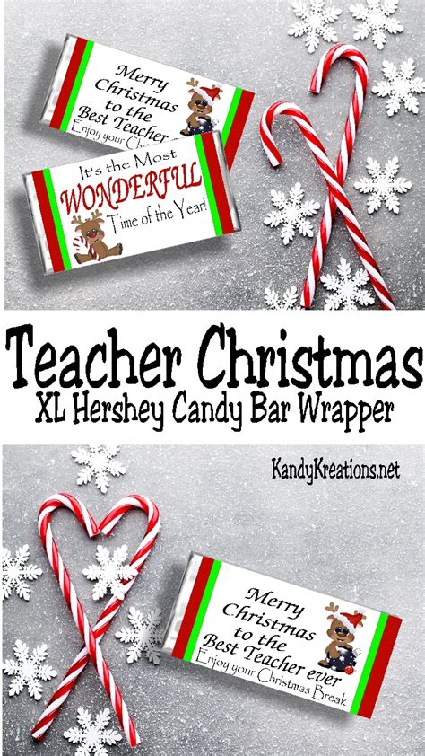 The adorable vintage santa claus image came from my vintage art site. Teacher Christmas Gift Printable Candy Bar Wrapper | DIY ...
