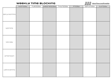 Week Block Schedule Template