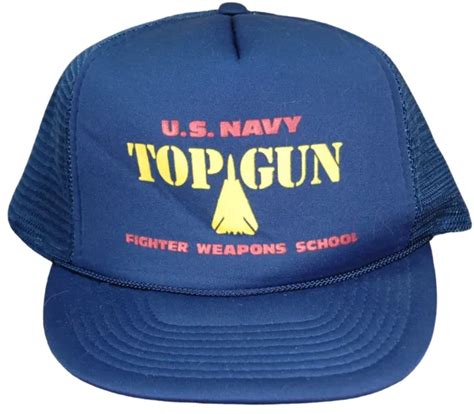 Vintage 1980s Us Navy Top Gun Fighter Weapons School Trucker Mesh