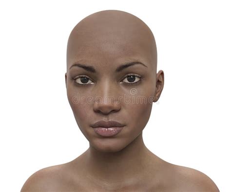 Portrait Of A Beautiful African Woman Without Hairs 3d Illustration Stock Illustration