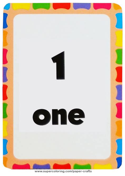 Flashcard With Number One Printable Template Free Printable Papercraft Templates