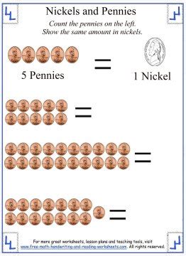 counting money  kids nickel worksheets