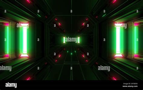 limpiar scifi futurista corredor túnel espacial con luces brillantes ilustración 3d diseño de