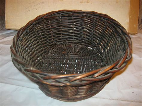 Vintage Black Wicker Oval Basket | Antiques Board