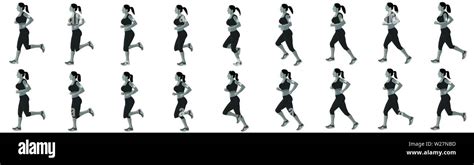 Girl Run Cycle Animation Sequence Loop Animtion Sprite Sheet Vector