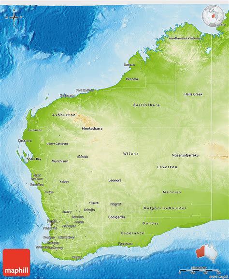 Physical Map Of Western Australia