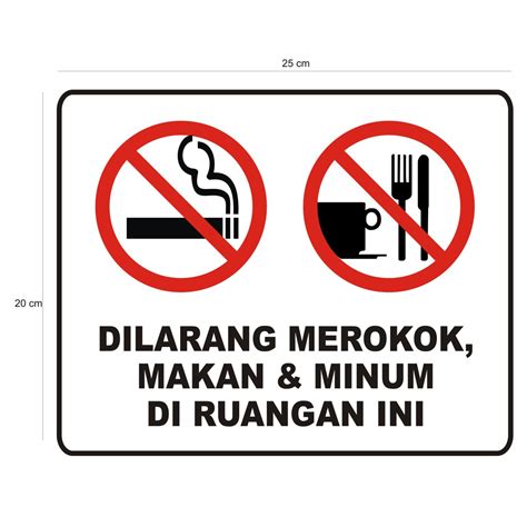 Jual Stiker Dilarang Merokok Makan And Minum Di Ruangan Ukuran 25 X 20