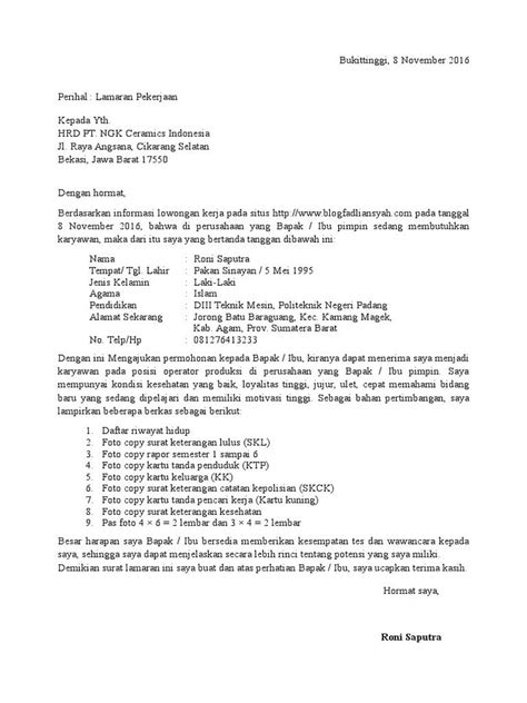 Contoh Surat Lamaran Kerja Di Pt Freeport Indonesia - Homecare24