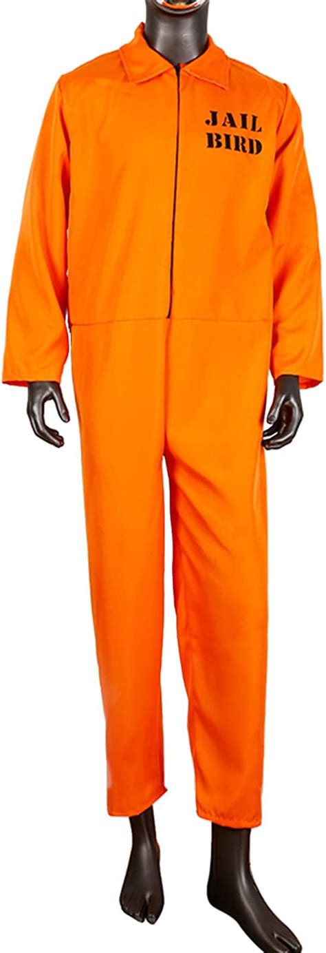 JQMAO Orange Prisonnier Costumes Unisexe Halloween Decoration Détenu