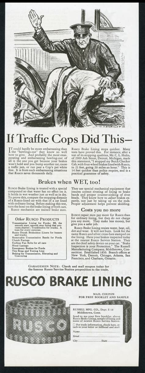 1927 Cop Police Officer Spanking Suspect Rusco Brake Lining Vintage