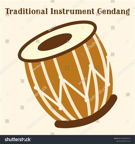 Traditional Instrument Gendang Cartoon Illustration Flat Stock