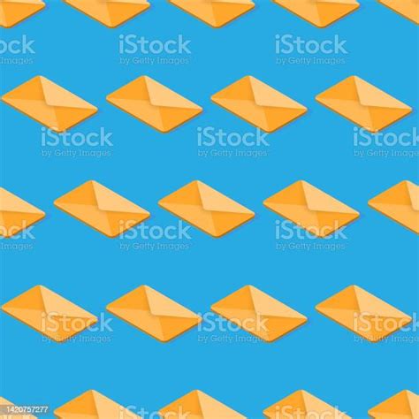 Ikon Surat Vektor 3d Kuning Pola Mulus Ilustrasi Pengiriman Email