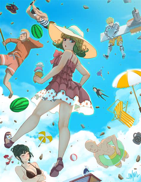 Anime Girls Ice Cream King One Punch Man Saitama Tatsumaki Genos Fubuki K Black Bikini