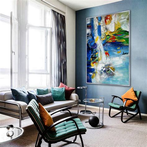 Colorful Modern Contemporary Artwork Extra Large Vertical Abstract Wall