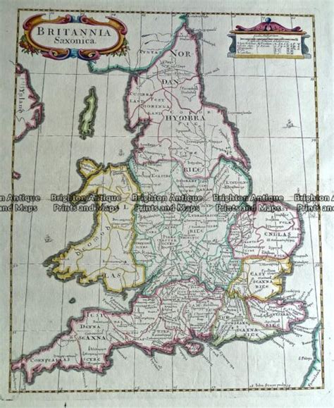 Antique Map 232 171 Britannia Saxonica By Morden C1695 Brighton