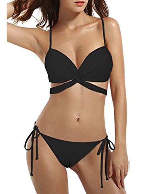 Sayfut Women S Sexy Swimsuit Push Up Bandage Padded Swimwear Top Triangle Bottom Bikini Sets