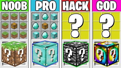 Minecraft Battle Lucky Block Crafting Challenge Noob Vs Pro Vs Hacker