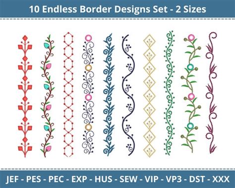 10 Embroidery Border Design Bundle 2 Taille Téléchargement Etsy France