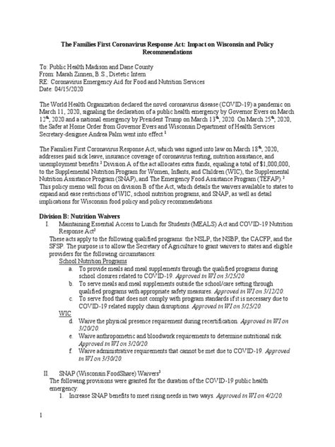 Policy Memo Final 4 20 20 Pdf Supplemental Nutrition Assistance