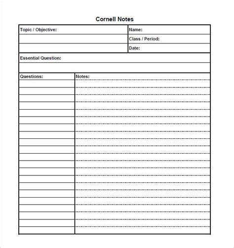 Cornell Notes Template 56 Free Word Pdf Format Download Free