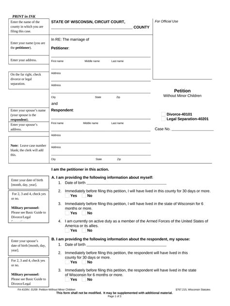 Wisconsin Divorce Petition Form Fill Out And Sign Printable Pdf Template Signnow