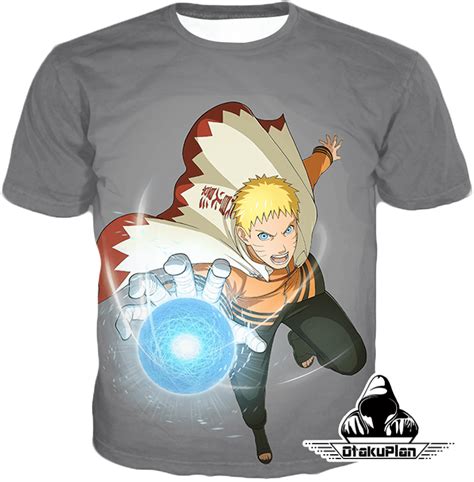Naruto Cool Hokage Uzumaki Naruto Rasengan Action Grey T Shirt Na065