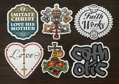 6 Pack Vinyl Catholic Decals Agnus Tshop